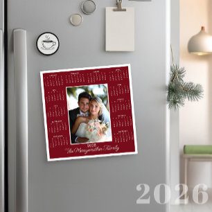 Carte de jour férié photo magnétique rouge 2026