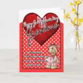 Carte de jour grand-mère - Polonais rouge et blanc (Fleur jaune)