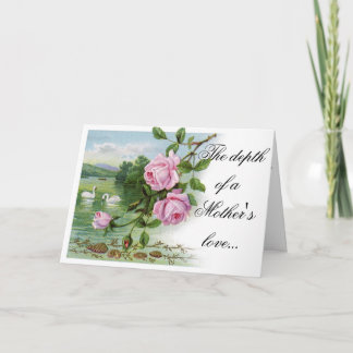 Carte de jour Happy Mother - Pink Roses and Swans