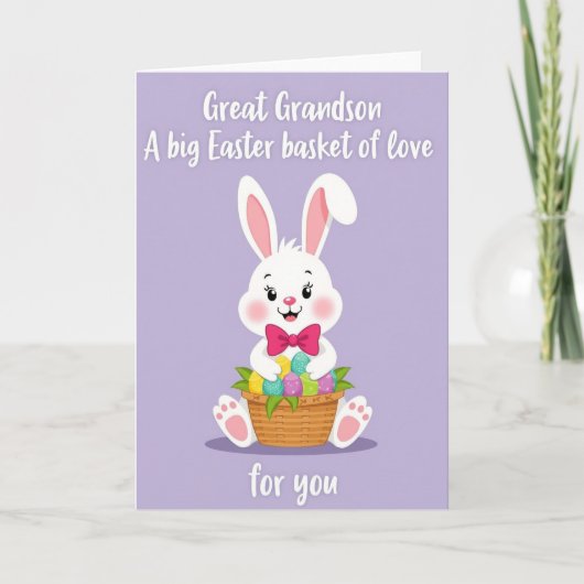 Carte de Jour Heureux Lapin et Panier (Devant)