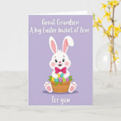 Carte de Jour Heureux Lapin et Panier (Fleur jaune)