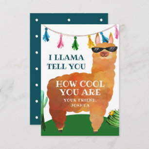 Carte de jour Llama Valentines pour enfants