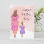 Carte de jour mère avec fille (Debout devant)