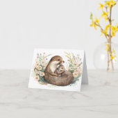 Carte de jour mère et bébé Otter Mothers (Fleur jaune)