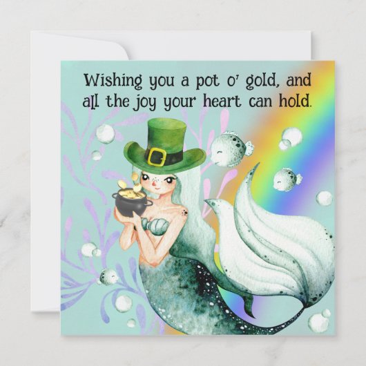 Carte de jour Mermaid et Pot o' Gold St. Patrick (Devant)