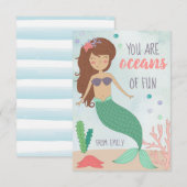 Carte de jour Mermaid Valentines pour enfants (Devant / Derrière)