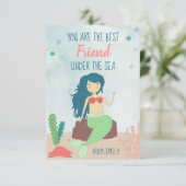 Carte de jour Mermaid Valentines pour les enfants (Debout devant)