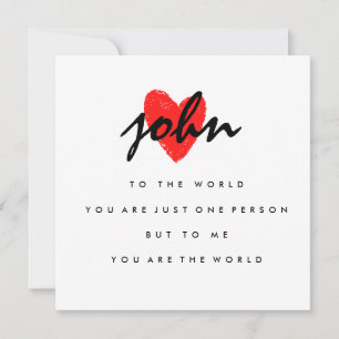 Carte de jour personnalisée Valentines pour lui