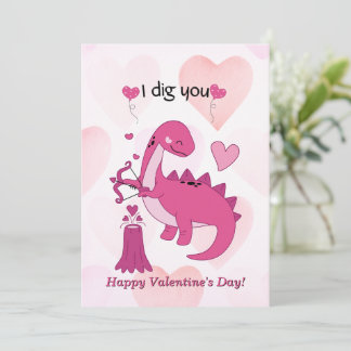 Carte de jour pour les enfants Dinosaur Valentines