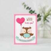 Carte de jour pour les enfants Owl Valentines (Qui (Debout devant)