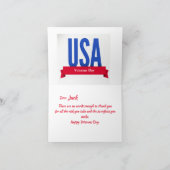 Carte de jour pour vétérans Merci (Intérieur)