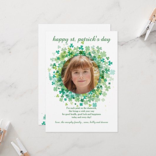 Carte de jour Saint-Patrick shamrock Frame (Devant/Arrière en situation)
