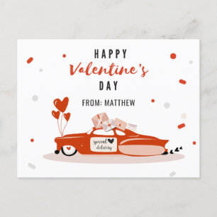 Carte de jour Valentines de voiture rouge Ballons