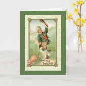 Carte de jour vintage Irish Pig St. Patrick (Fleur jaune)