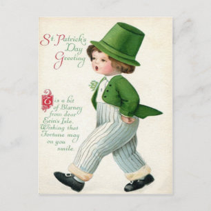 Carte de jour vintage Leprechaun Boy St Patrick
