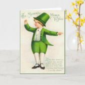 Carte de jour vintage Leprechaun St Patrick (Fleur jaune)