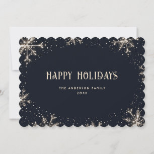 Carte de jours fériés heureux de neige bleu nuit