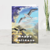 Carte de Joyeuses Vacances avec oiseaux volants (Devant)