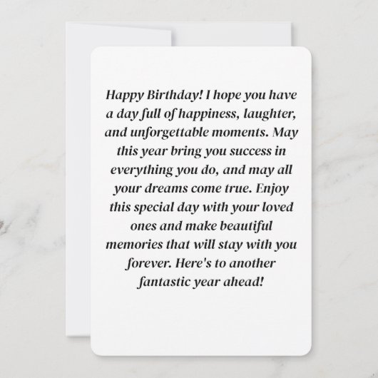 Carte de Joyeux Anniversaire (Dos)