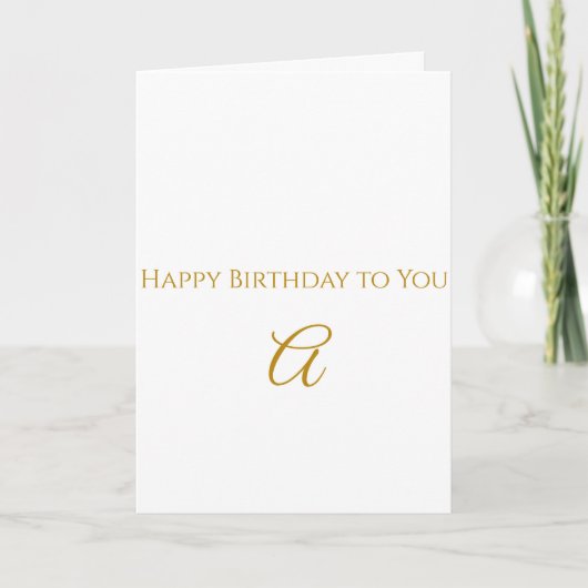 Carte de joyeux anniversaire à initiale dorée pers (Devant)