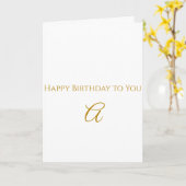 Carte de joyeux anniversaire à initiale dorée pers (Fleur jaune)