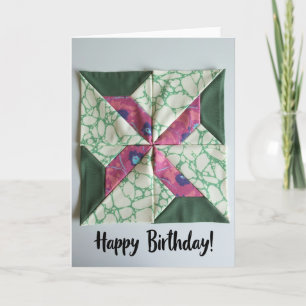 Carte de joyeux anniversaire à roue textile