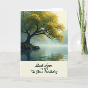 Carte de Joyeux Anniversaire Arbre Doré