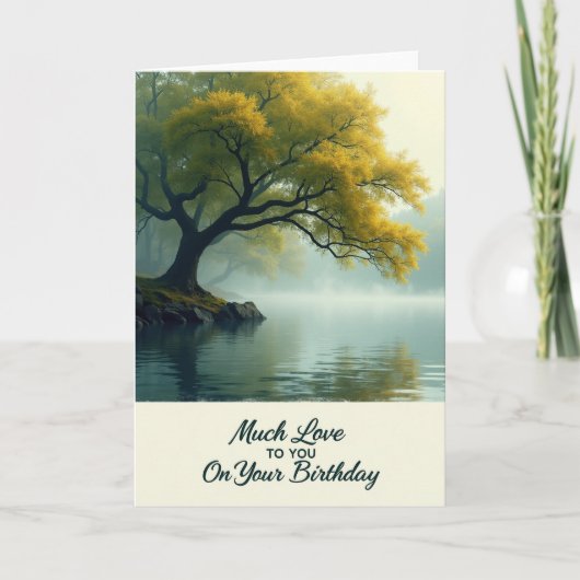 Carte de Joyeux Anniversaire Arbre Doré (Devant)