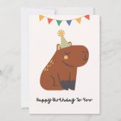 Carte de joyeux anniversaire au capybara mignon  (Devant)