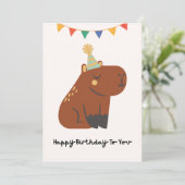 Carte de joyeux anniversaire au capybara mignon  (Debout devant)