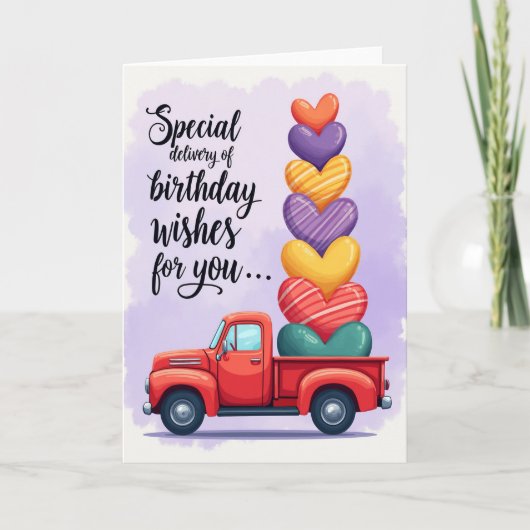 Carte de joyeux anniversaire avec camion (Devant)