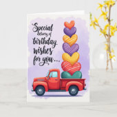 Carte de joyeux anniversaire avec camion (Fleur jaune)