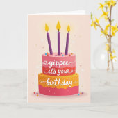 Carte de Joyeux Anniversaire avec Gâteau (Fleur jaune)