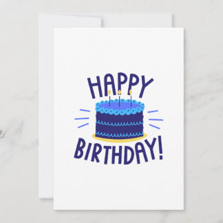 Carte de joyeux anniversaire avec gâteau bleu à ét