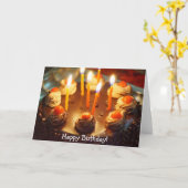 Carte de joyeux anniversaire avec le gâteau de (Fleur jaune)