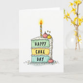 Carte de Joyeux Anniversaire avec Tranche de Gâtea (Fleur jaune)