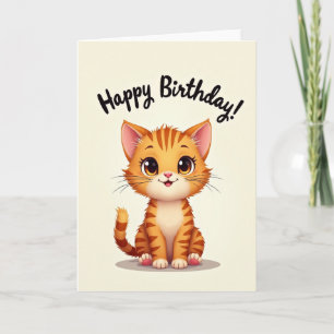Carte de joyeux anniversaire avec un chat rayé