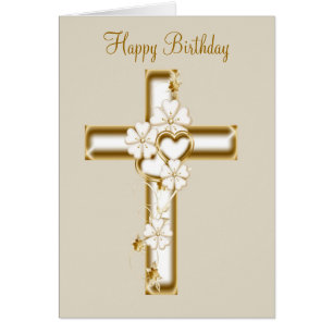 Carte de joyeux anniversaire avec une croix et des