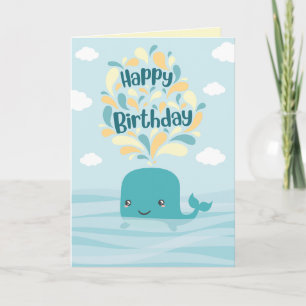 Carte de joyeux anniversaire baleine animaux migno