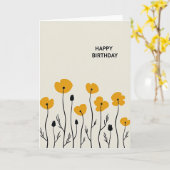 Carte de joyeux anniversaire botanique douce (Fleur jaune)