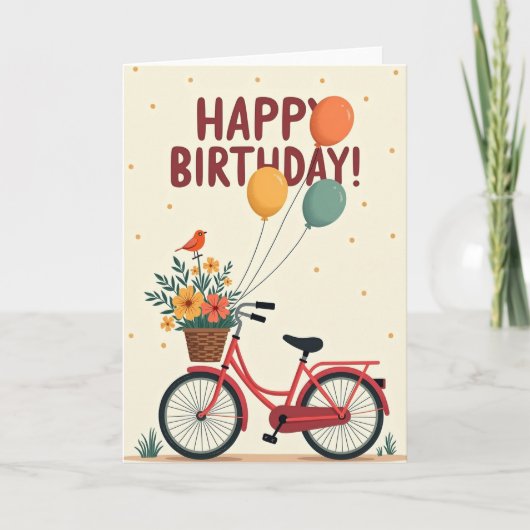 Carte de joyeux anniversaire de bicyclette douce (Devant)
