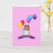 Carte de joyeux anniversaire de chien de berger de (Fleur jaune)