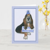 Carte de joyeux anniversaire de chien de chasse (Fleur jaune)
