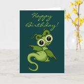 Carte de joyeux anniversaire de dragon de bébé (Fleur jaune)