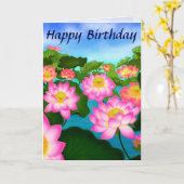 Carte de joyeux anniversaire de fleurs de Lotus (Fleur jaune)