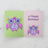 Carte de joyeux anniversaire de hibou de flower (Intérieur)