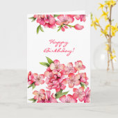 Carte de joyeux anniversaire de pêche (Fleur jaune)