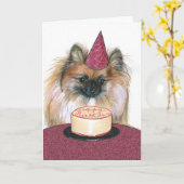 Carte de joyeux anniversaire de Pomeranian (Fleur jaune)