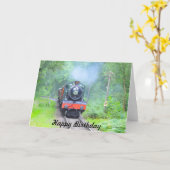Carte de joyeux anniversaire de train de vapeur (Fleur jaune)