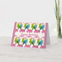 Carte de joyeux anniversaire d'oiseau de perruche